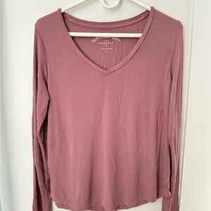Aeropostale Seriously Soft Women's Pink V-Neck Top